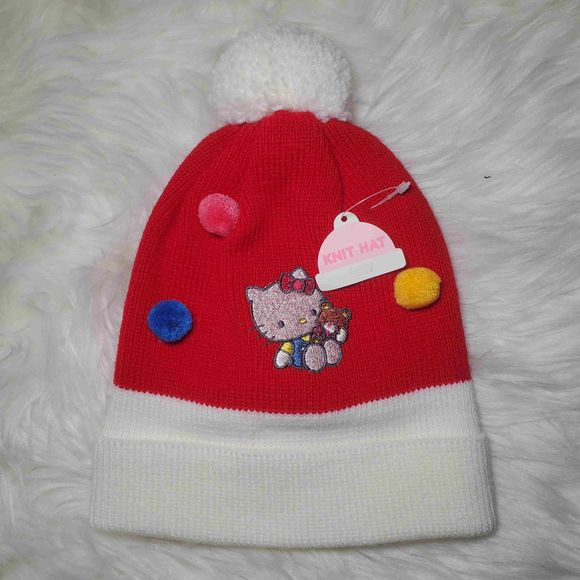 Vintage Hello Kitty Sanrio Kids Bobble Beanie - Picture 1 of 7